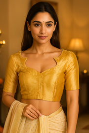 Gold Banarasi Tissue Silk Blouse 10075957