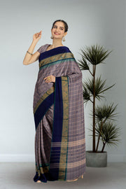 Grey Handloom Chettinad Cotton Saree Without Blouse 10075135