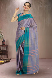 Lavender Art Silk Kanjivaram Saree With Stripes Design 10076350