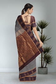 Grey Kanjivaram Pure Silk Saree 10076076