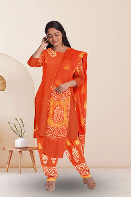 Pumpkin Orange Batik Printed Co-ord Set 10074231