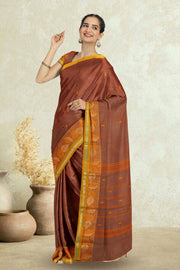 Maroon Handloom Chettinad Cotton Saree 10075075