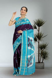 Purple Handcrafted Sungudi Cotton Saree 10074928