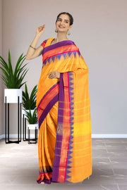Orange Handloom Kanchi Cotton Saree 10071766