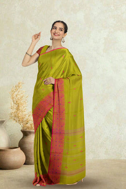 Green Handloom Chettinad Cotton Saree 10075083