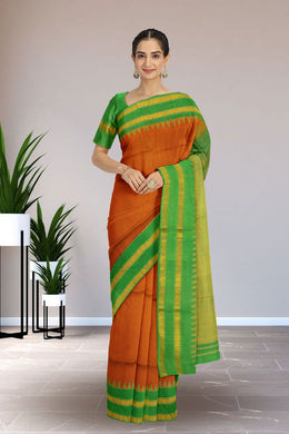 Orange Gadwal Kuttu Silk Saree 10075424