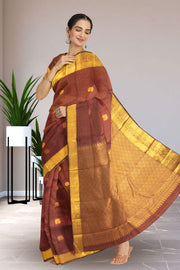 UP Maroon Kanjivaram Silk Saree with Checks Design 10075629