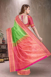 Spring Green Handloom Kanjivaram Soft Silk Saree 10075693