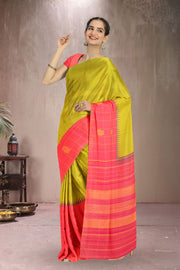 Lime Green Pure Zari Kanjivaram Silk Saree 10065054