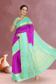 Barney Purple Korvai Kanjivaram Silk Saree 10075643