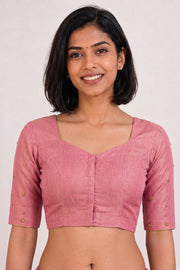 Pink Aari Embroidered Chanderi Silk Cotton Blouse 10068199