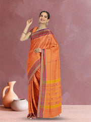 Orange Handloom Kanchi Cotton Saree 10071829