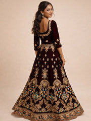 Violet Net Silk Embroidered Lehenga 10076886