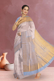 Kanjivaram Tissue Visose Vegan Silk Saree in Gold & Silver Zari Body and Gold Tissue Pallu 10075575