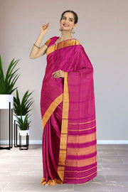 Dark Hot Pink Pure Zari  Kanjivaram Silk Saree 10063313