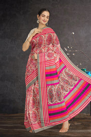 Cream Kashmiri Printed Silk Saree 10075988