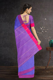Purple Art Silk Kanjivaram Saree With Checks Design 10076315