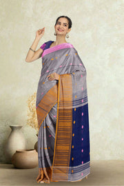 Grey Bengal Handwoven Cotton Saree 10075311