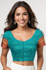 Blue Narayanpet Silk Blouse 10074445