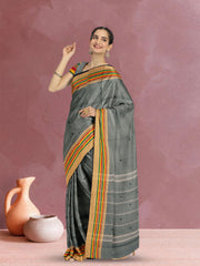Grey Handloom Kanchi Cotton Saree 10071827