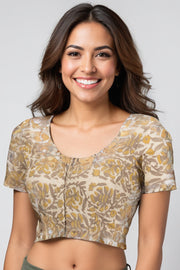 Brown Hand Block Vanaspathi Printed Cotton Blouse 10074475