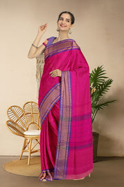 Pink Handloom Chettinad Cotton Saree 10075813