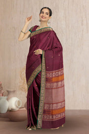 Maroon Kanchi Cotton Saree 10069235
