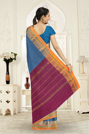 Blue Thousand Buttas Chettinad Cotton Saree 10073622