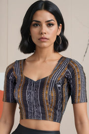 Black Odisha Ikat Cotton Blouse 10075028