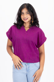 Purple Handcrafted Cotton Crop Top 10073243