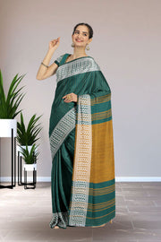 Green Shantipur Tant Bengal Cotton Saree 10074986