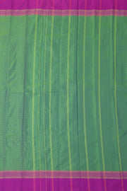 Green Vegan Silk Kanjivaram Saree With Checks Design 10077934