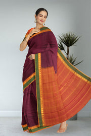  Wine Red Kanjivaram Silk Saree 10075608