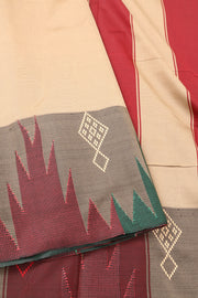 Beige Vegan Silk Kanjivaram Saree 10077941