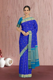 Blue Mysore Crepe Silk Saree 10065865