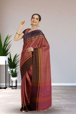 Mauve Handloom Chettinad Cotton Saree Without Blouse 10075158