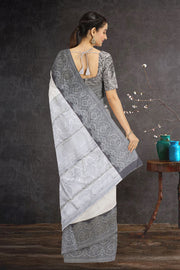 Silver White Pure Zari Korvai Kanjivaram Tissue Silk Saree 10063074