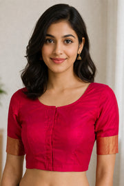 Hibiscus Pink Kanjivaram Soft Silk Blouse 10076992