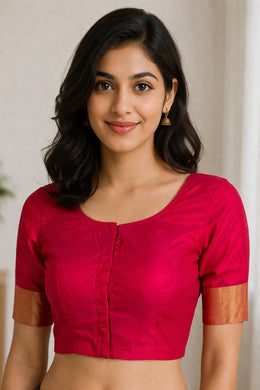 Hibiscus Pink Kanjivaram Soft Silk Blouse 10076992