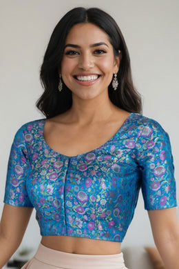 Blue Banarasi Silk Blouse 10075014