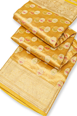 Yellow Banarasi Tissue Silk Saree 10074283