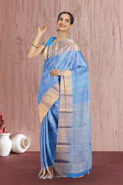 Steel Blue Bridal Kanjivaram Silk Saree 10064982