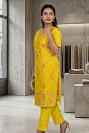 Yellow Mukaish Embroidery Viscose Silk Salwar Suit 10076195