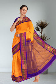 Weebly Orange Korvai Kanjivaram Silk Saree 10075654