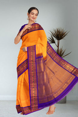 Weebly Orange Korvai Kanjivaram Silk Saree 10075654