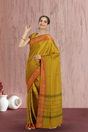 Yellow Handloom Chettinad Cotton Saree Without Blouse 10075174