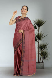 Mauve Handloom Chettinad Cotton Saree Without Blouse 10075159