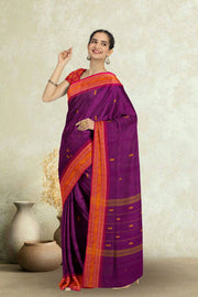Purple Handloom Chettinad Cotton Saree 10072688