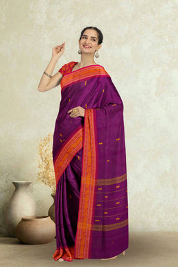 Purple Handloom Chettinad Cotton Saree 10072688