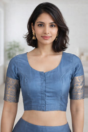 Grey Kanjivaram Soft Silk Blouse 10076979